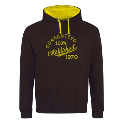 Garantiert 100 % etabliert bestickt & Jahr schwarz/gelb Hoodie/Kapuzenoberteil