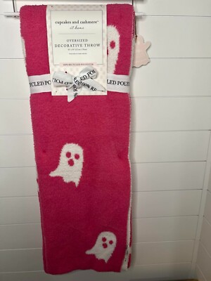Cupcakes and Cashmere 50 x 70 HOT PINK GHOST BLANKET TJ Maxx/Home Goods