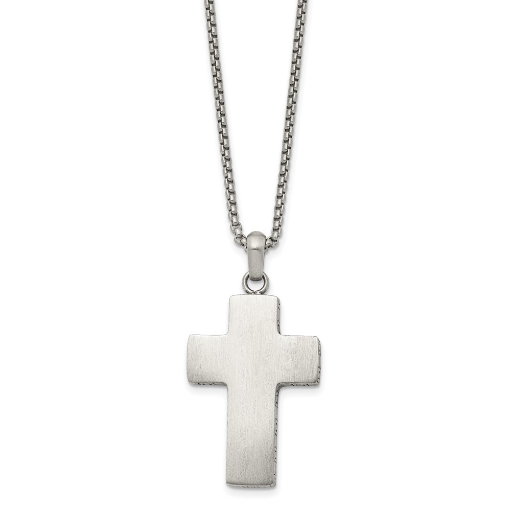 Stainless Steel Black Oxidized Cross Pendant Necklace 19.75 Inch Chain