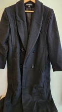 Donnybrook Women s Vintage Black Long Double-breasted Coat 100 wool 14P Petite