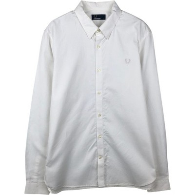 Used Fred Perry long-sleeved cotton shirt with hidden button-down collar men...