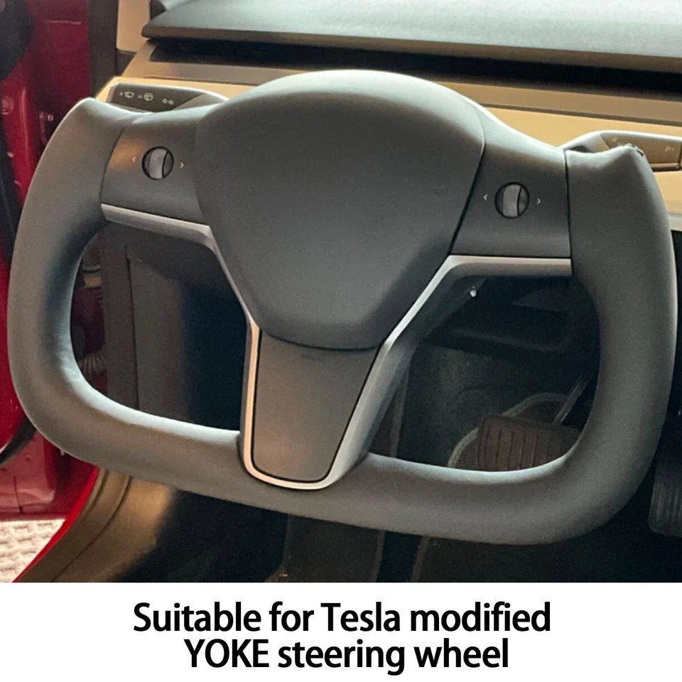 Yoke Steering Wheel For Tesla Model 3 16-22 Model Y 20-24 with Heated Black - Image 3 of 4