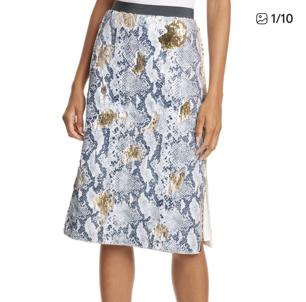 Ted Baker Sequin Snakeskin Pattern Midi Skirt, US… - image 1