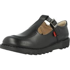 Kickers Kick T Y Black Leather Kids Shoes
