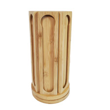 Rotating Bamboo Nespresso Coffee Pod Holder 36 Capsule Carousel Storage Rack EUC