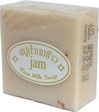 Thai JAM Rice Milk Soap 65 G Natural Handmade Coconut Collagen Rice Bran Extract