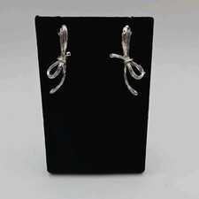 Silver Bow Stud Earrings Metal Butterfly Closure Fashion Jewelry