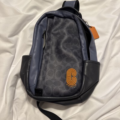Coach Shoulder Bag Leather Navy Total Pattern C2962 Used