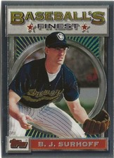 1993 Topps Finest  B.J. Surhoff #8 Milwaukee Brewers
