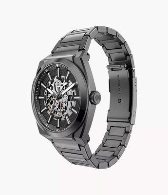 Fossil ME3026 Men's Everett Black IP Skeleton Stainless Steel Automatic Watch