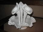 Vintage Circa 1950s-60s Fenton Art Glass Milk Glass Hobnail Epergne Three Lily