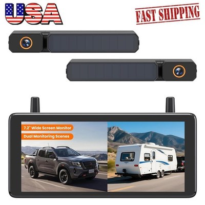 AUTO-VOX Solar Wireless Backup 2 Cameras: 7.2'' 1080P DVR Monitor Car Truck Van