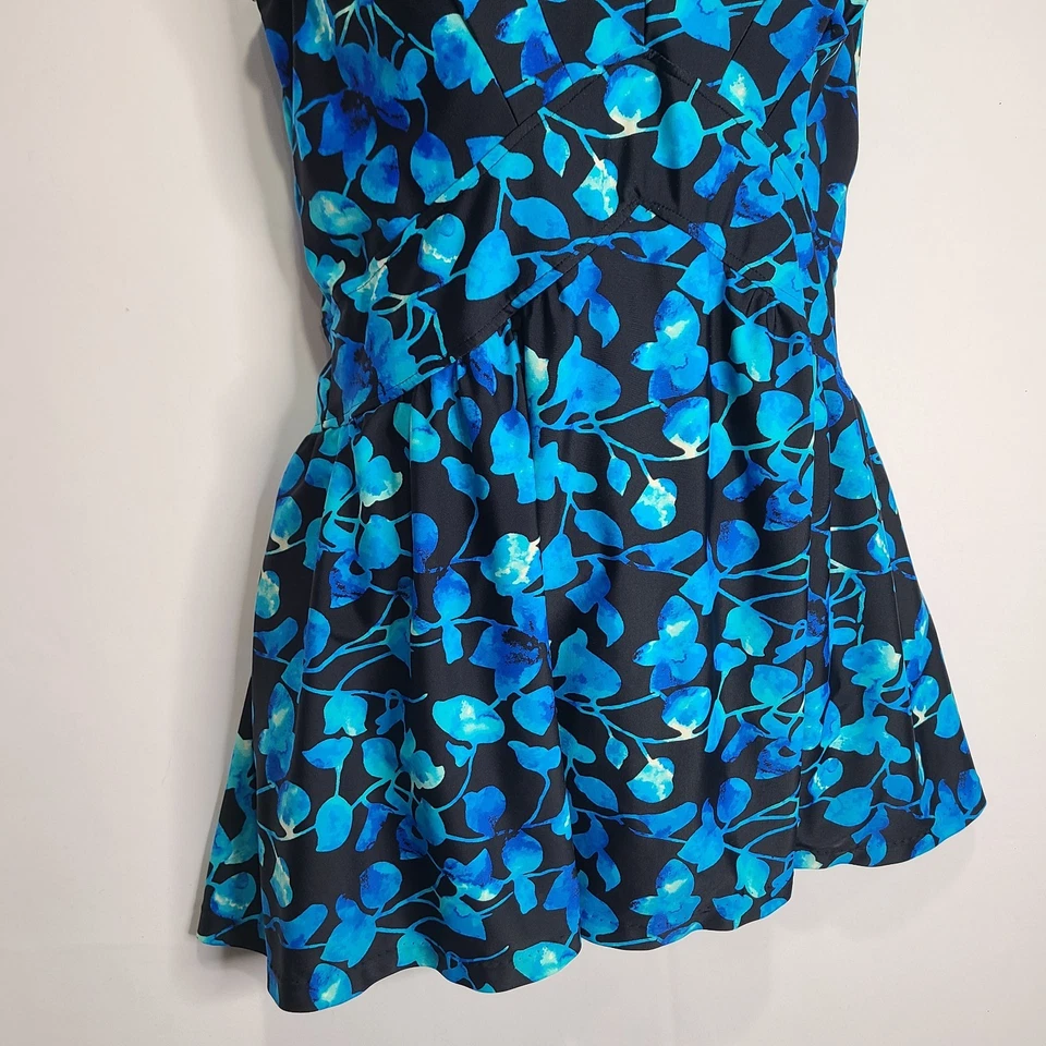 Azul 1 pieza Falda Traje de Baño Mujer Talla 12 Azul Floral Elastizado Foto 3 de 4