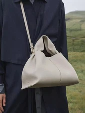 Polene Women's Leather Hand Bill Shoulder Crossbody Bag Cloud Bag Chalk White