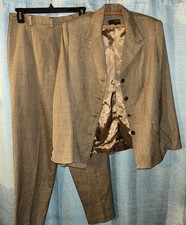 90s Vintage Hill Country Womens Brown 2pc Pant Suit made in USA corporate chic