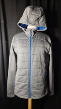 LL Bean Quilted Primaloft Hoodie Sweatshirt Jacket Youth EX L, Light Gray