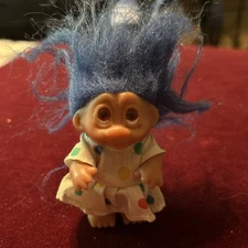 Troll Doll DAM Polka Dot Dress 1985 3.5" Thomas Dam Crazy Hair