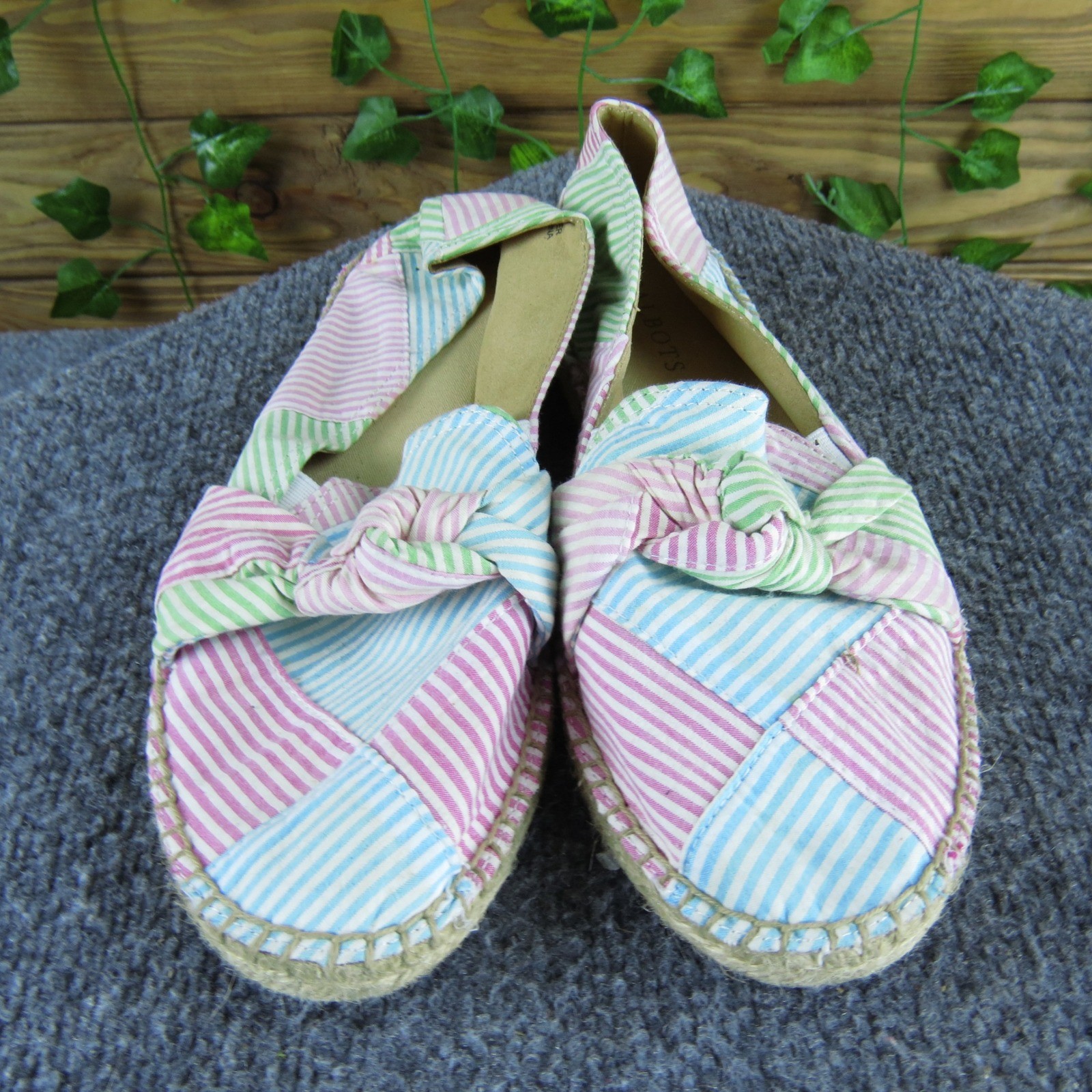 Talbots Striped Patchwork Espadrilles Bow Slip-On… - image 2