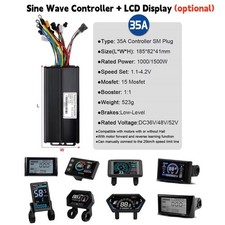 E-bike 36V/48V/52V 35A 3-mode Sine Wave Controller Display for 1000W 1500W Motor