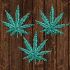 Mini Weed Leaf Embroidered Patch — 3-Pack — Iron On