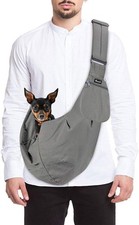SlowTon Hundetasche mit Schultergurt und Fronttasche Grau