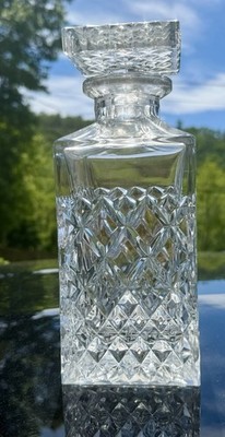 Bohemia Czech Republic Clear Lead Crystal Decanter with stopper 9'' tall 24% Pbo