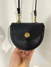 Vintage Coach Made in USA Black Leather Mini Pocket Pouch Crossbody Bag #310