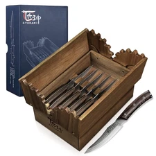 Steak Knives Set of 6 with Drawer Organizer, 4.8 Inch High Carbon Japanese St...