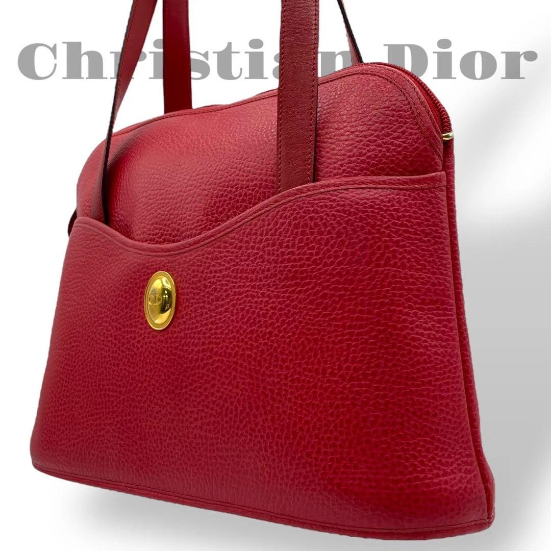 Sac fourre tout Dior logo CD cuir rouge or quincaillerie bandoulière OCCASION 411J