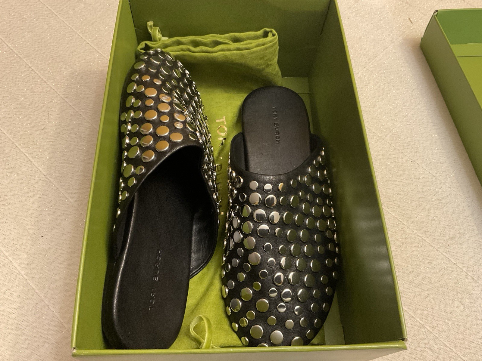 Tory Burch  Stud Mule Black Silver  Size 6 New $425 thumbnail 17