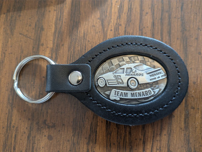 Team Menard Menards Racing Leather Metal Keychain #15 Paul Menard