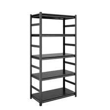 Black 5-Tier Adjustable Heavy Duty Metal Garage Storage Shelving Unit (31.5 In.
