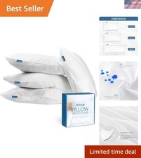 Waterproof Pillow Protector King Size with Zipper 4 Pack Breathable Encasements