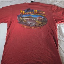 Harley Davidson Orange Myrtle Beach Dbl Sided T-shirt Made In USA Size L Pocket