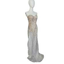 Terani Couture Strapless Sequin Pageant Prom Evening Gown Size 4 NWT Repairable