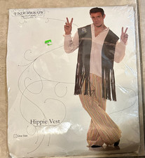 Hippie 60's Brown Fringed Vest Costume Underwraps NEW in retail packing Adult
