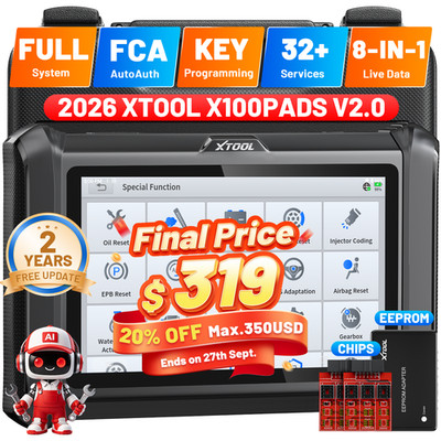 2026 XTOOL X100 PADS V2.0 Auto IMMO & Key Programmer OBD2 Diagnostic Scanner FCA