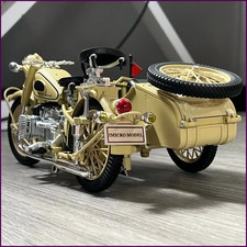1:10 Retro Side Car Diecast Motorcycle Model Classic Army Tricycle Sound & Light
