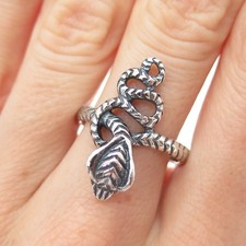 925 Sterling Silver Vintage Cobra Snake Oxidized Ring Size 9