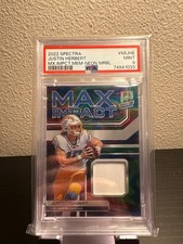 Justin Herbert 2022 spectra max impact patch neon marble /4 psa 9