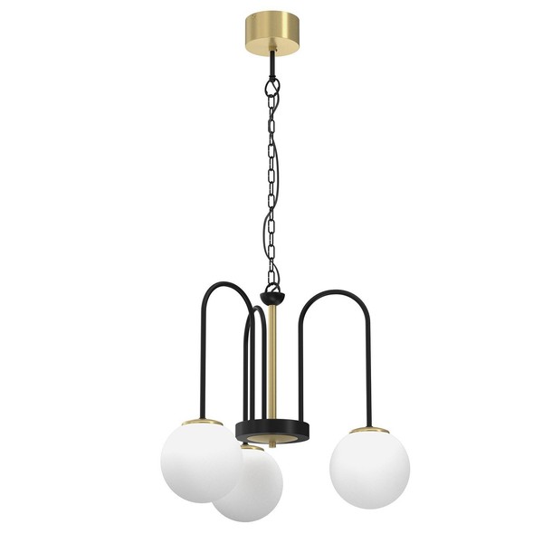 HäNgelampe Glas Metall In Messing Schwarz Weiß L:51 Cm Wohnzimmer Pendelleuchte-image