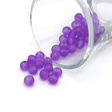 6mm Purple Frosted Glass Beads - US Seller