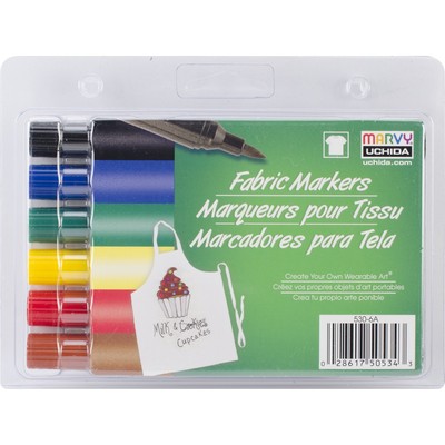2 Pack Uchida Fabric Markers Brush Tip 6/Pkg-Primary 530-6-A