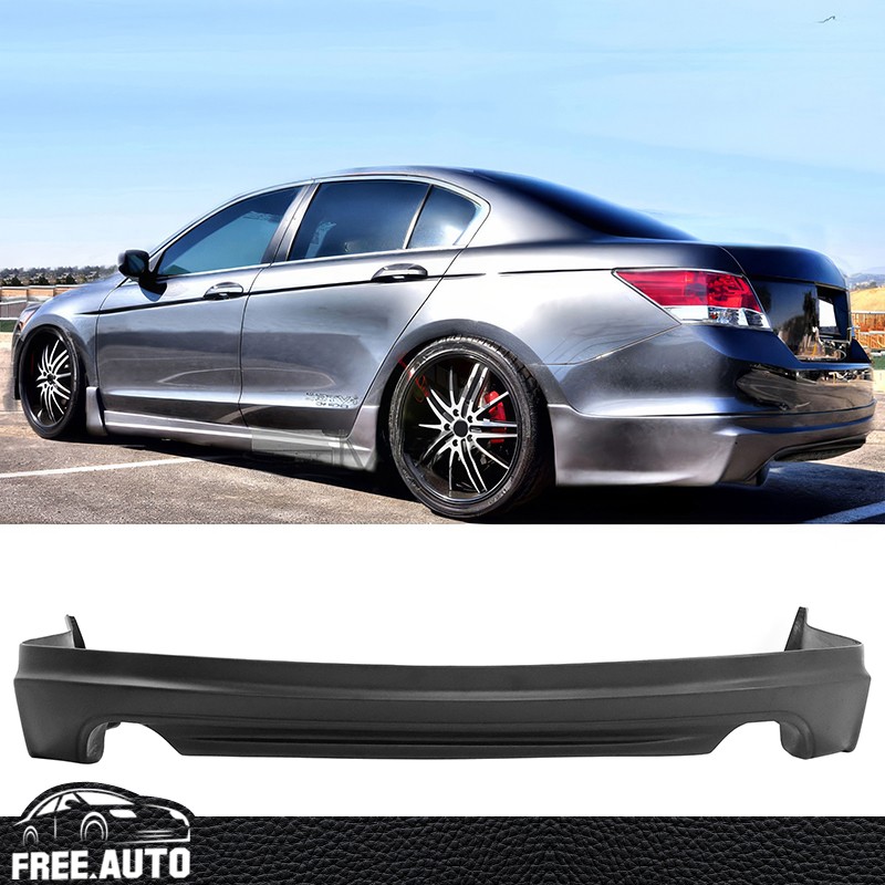 Fits 08-10 Honda Accord Rear Bumper Lip MUG Style Unpainted Black Spoiler PU