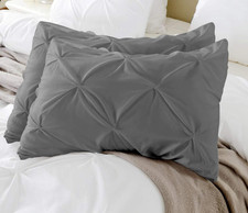 Queen Pillow Shams Set of 2 Pinch Pleated Dark Grey Pillow Shams Queen Size 20X3