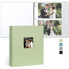 Photo Album Self Adhesive 3 Ring Binder Photo Albums, Linen Cover Scrapbook