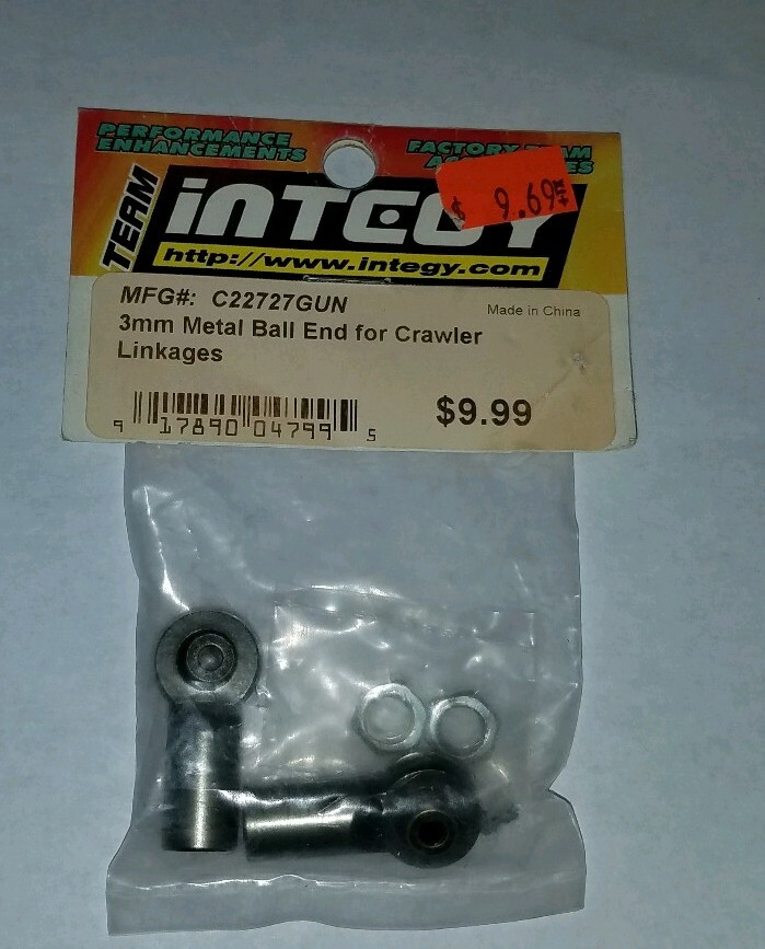 INTEGY RC 3mm Metal Ball Ends (35mm) - M4 Thread Set For 1/10 Revo & Summit - 2 Normal & 2 Reverse