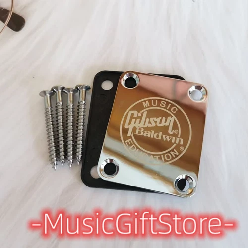 Etched CHROME Gibson Baldwin EDUCATION Music PLATED Guitar Bass Neck Plates#MUGS