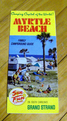 RARE vintage 1960s MYRTLE BEACH travel brochure CAMPGROUND GUIDE South Carolina