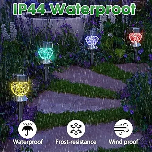 Solar Pathway Lights Outdoor 6 Pack Solar Garden Lights Color Changing Led Lands - Picture 4 of 5
